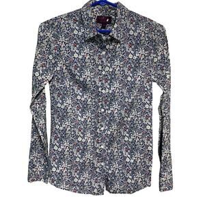 J.Crew Liberty Art Fabrics Women’s Blue Floral Cotton Button Up Shirt Size 0